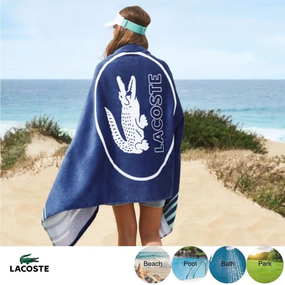 🆕 Lacoste Rainbow Logo Cotton Beach Towel 36